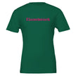 Unisex T-Shirt in dunklem Grün mit hochwertigem Baumwollstoff und pinkem Schriftzug 