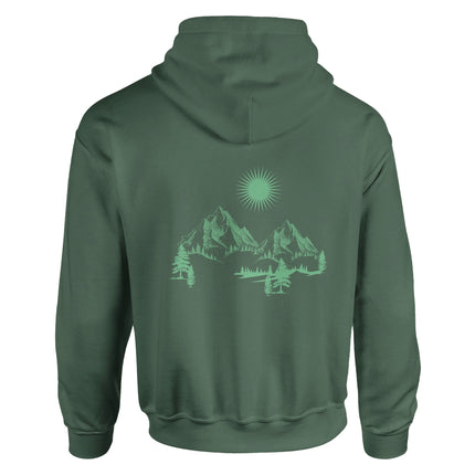 Unisex Hoodie in Military Green mit hochwertigem Baumwoll-Polyester-Mix und spirituellem Blume des Lebens Rückenprint von.