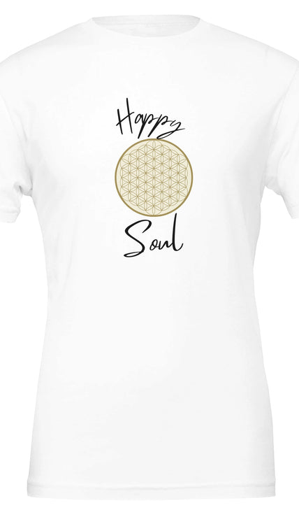 Happy Soul Print T-Shirt weiss – Blume des Lebens Design in Premium Quality