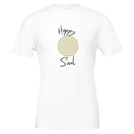 Happy Soul Print T-Shirt weiss – Blume des Lebens Design in Premium Quality