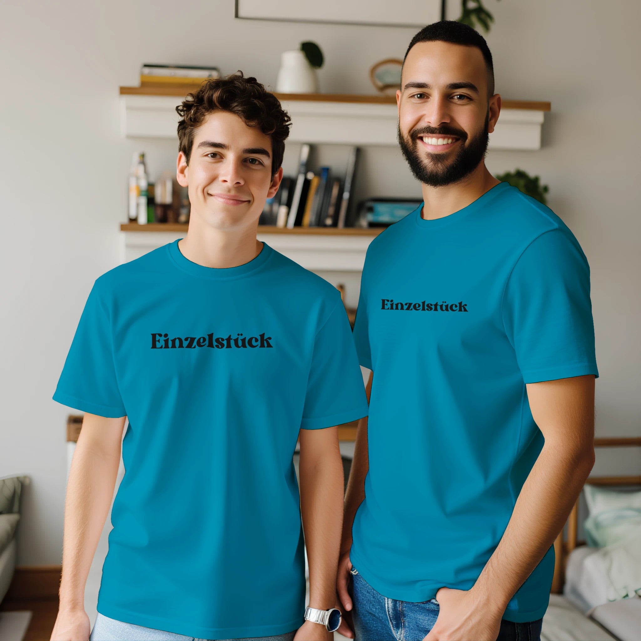 Unisex T-Shirt in Stahlblau aus hochwertiger Baumwolle mit spirituellem 