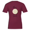 Bordeauxrotes Unisex-T-Shirt aus hochwertiger Baumwolle mit spirituellem Blume des Lebens Print, nachhaltiges.