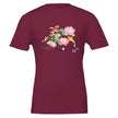 Weinrotes Unisex-T-Shirt aus hochwertiger Baumwolle mit spirituellem Koi- und Blume des Lebens Print, nachhaltig und.