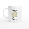 Weiße Keramiktasse mit hochwertigem Print der Blume des Lebens in Gold, spirituell und nachhaltig, melaniesouldesign,.