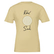 Unisex-T-Shirt in weicher Creme mit hochwertigem Baumwollstoff, spirituellem Blume des Lebens-Motiv und Schriftzug Rebel.