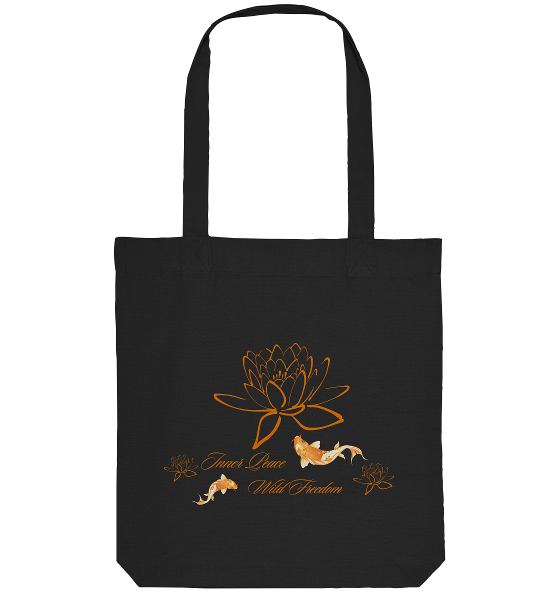 Inner Peace Wild Freedom Koi Lotus Tote Bag – Bio-Baumwolle | Asiatisches Design
