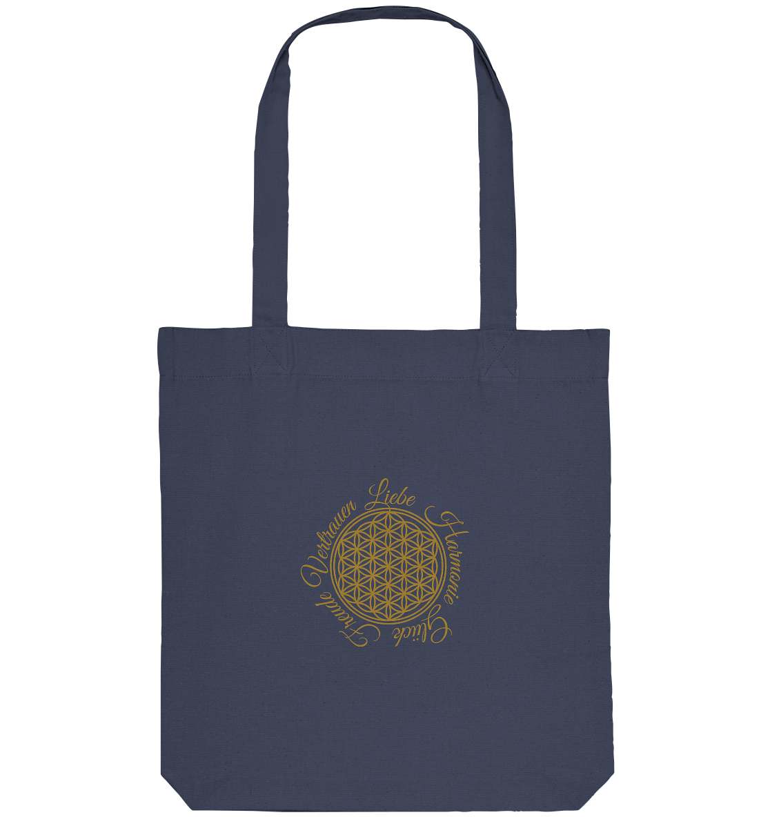 Blume des Lebens Tote Bag Dunkelgrün – Nachhaltige Bio-Baumwolltasche mit Sacred Geometry Design