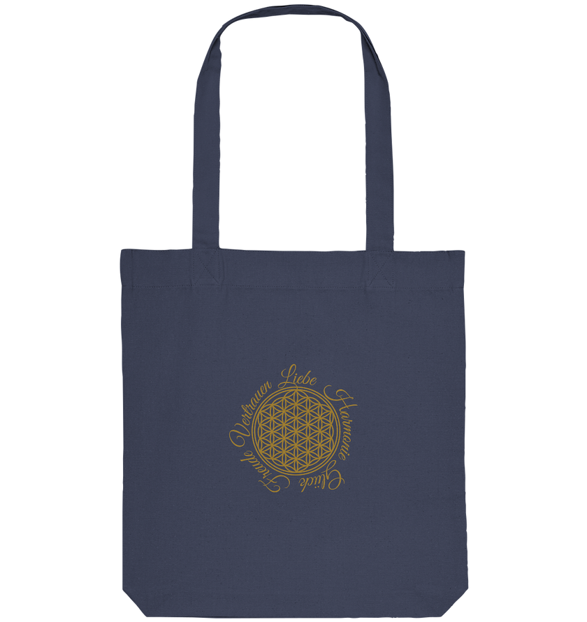 Blume des Lebens Tote Bag Dunkelgrün – Nachhaltige Bio-Baumwolltasche mit Sacred Geometry Design