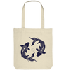 Koi Yin Yang Tote Bag aus Bio-Baumwolle mit blauem spirituellem Print