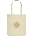 Blume des Lebens Tote Bag Beige Natur – Bio-Baumwolle mit goldenem Print Liebe Freude Vertrauen Harmonie Glück