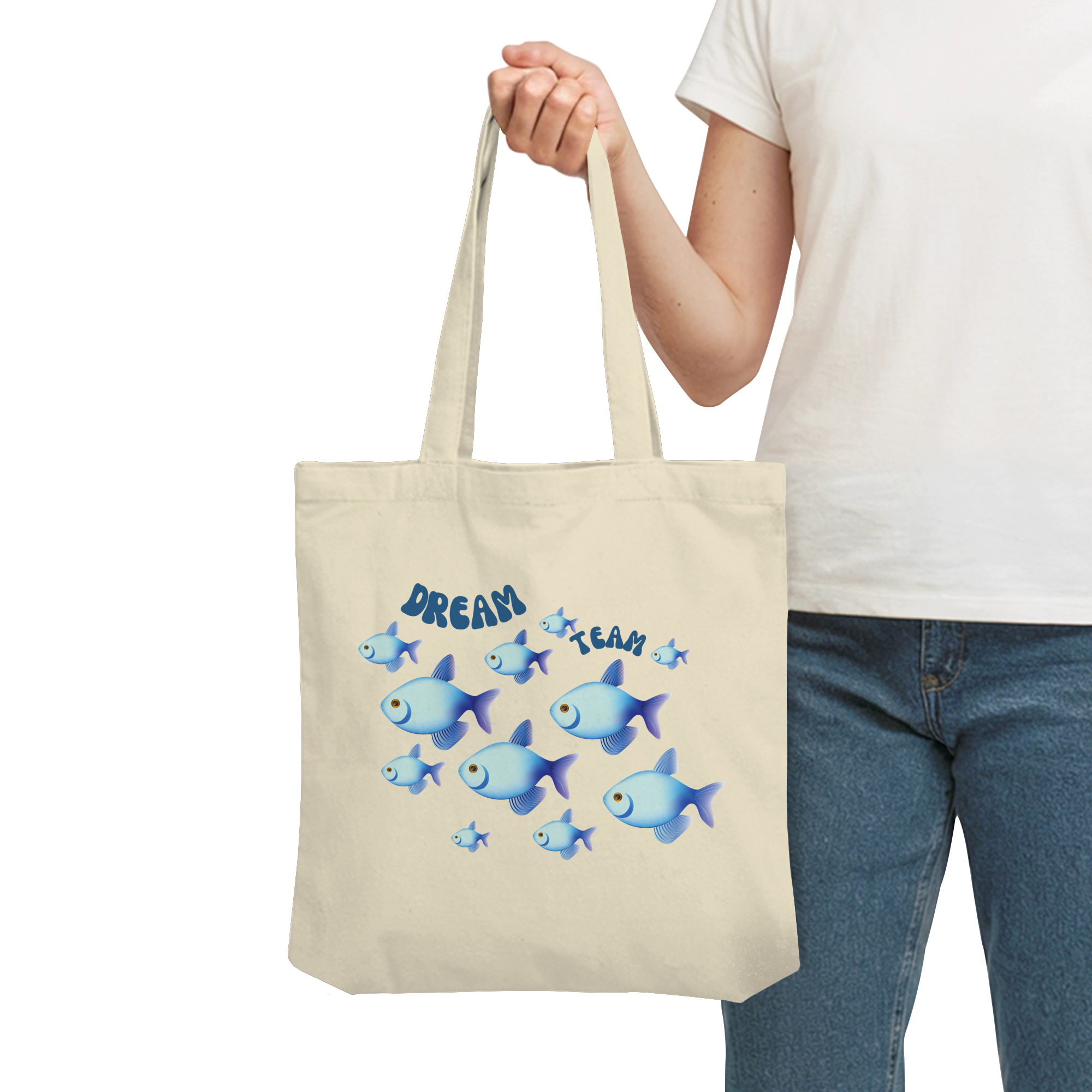Dream Team Fische Organic Tote Bag in Natural - Bio-Baumwolltasche
