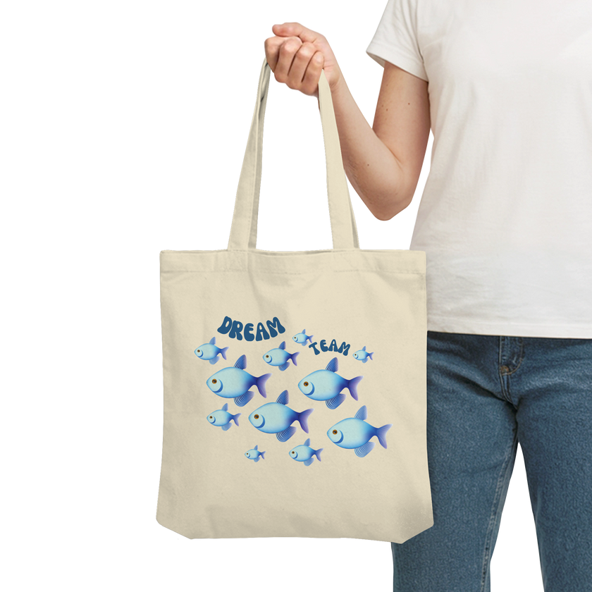 Dream Team Fische Organic Tote Bag in Natural - Bio-Baumwolltasche
