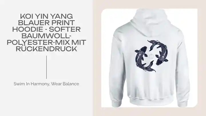 Koi Yin Yang blauer Print Hoodie - Softer Baumwoll-Polyester-Mix mit R&uuml;ckendruck by@Outfy